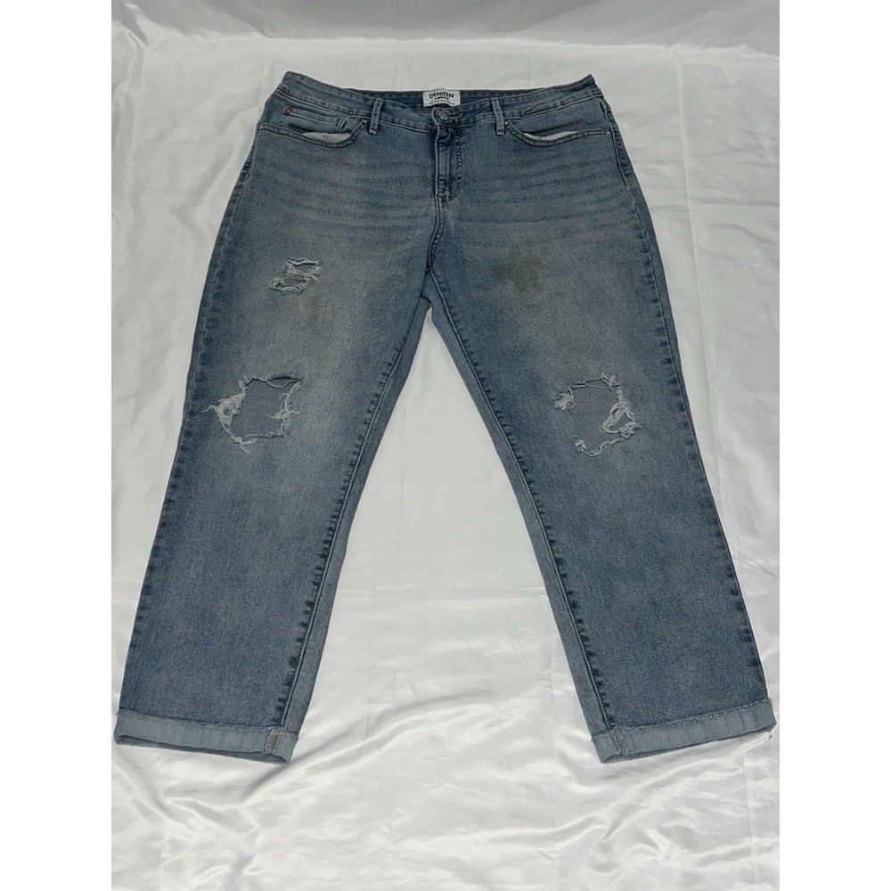 Denizen Levis Womens Size 18 Medium Wash High Rise Distress Boyfriend Jean Read